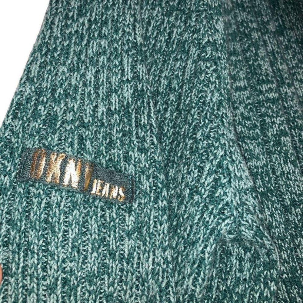 DKNY Jeans Teal knit hoodie zipper pullover - Picture 4 of 4